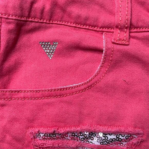 Guess Jeans l Girl’s Jean shorts l Coral Sequin l 5-pocket l Distressed l 12 - Picture 7 of 11